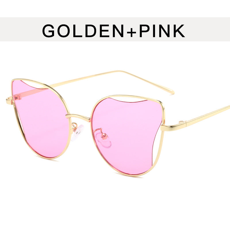 Wholesale Cat Eye Metal Hollow PC Sunglasses